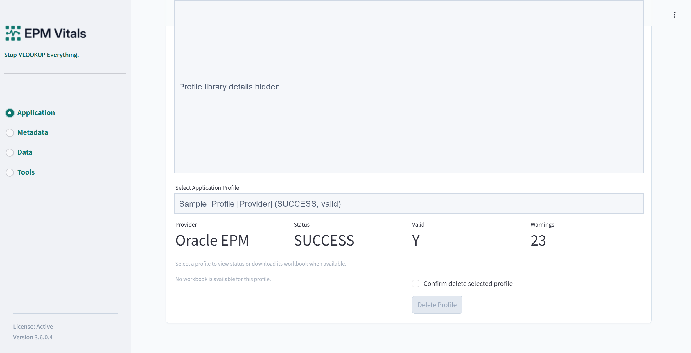 Application Profile Result