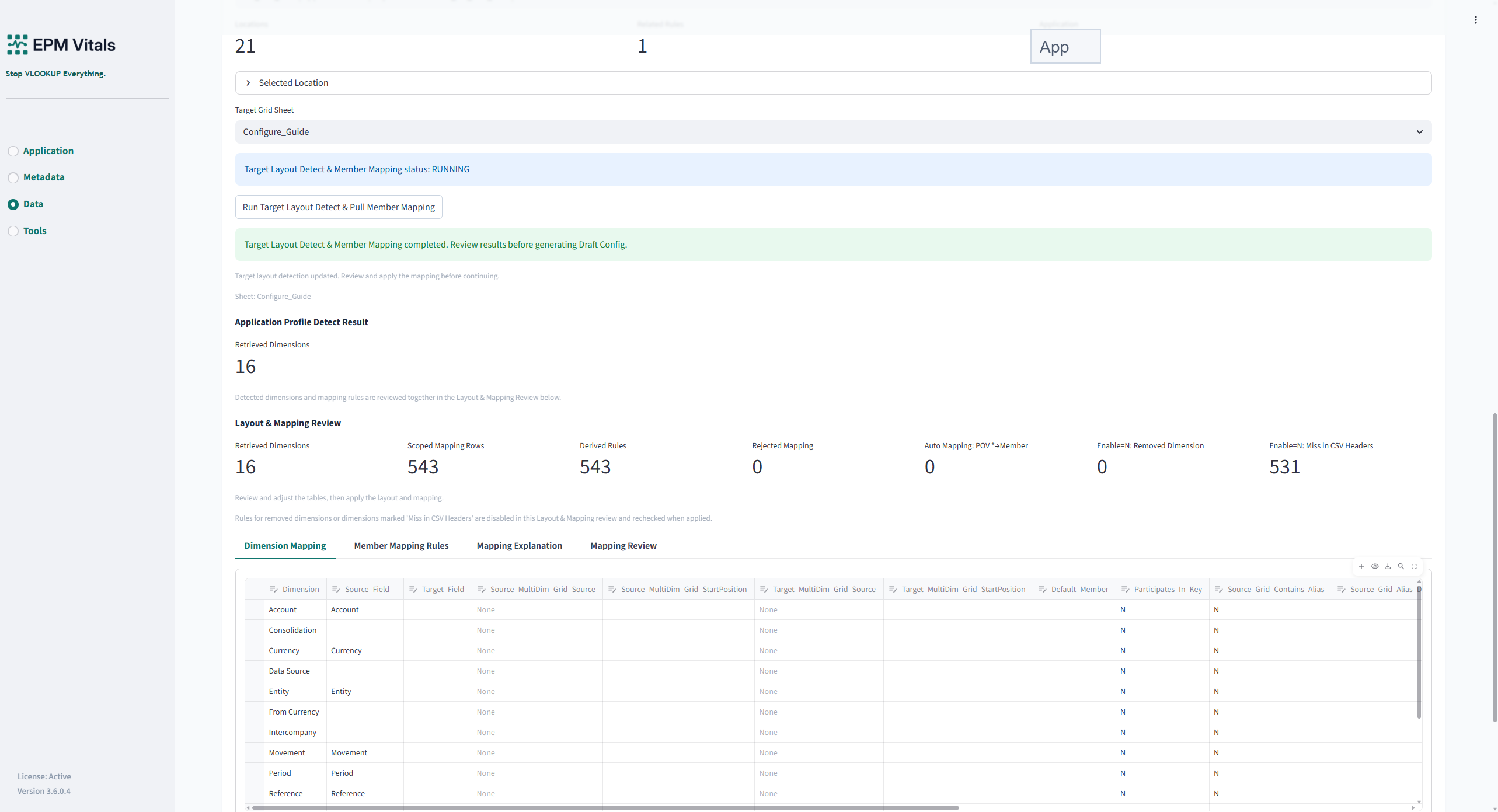 Configure Wizard Mapping Review
