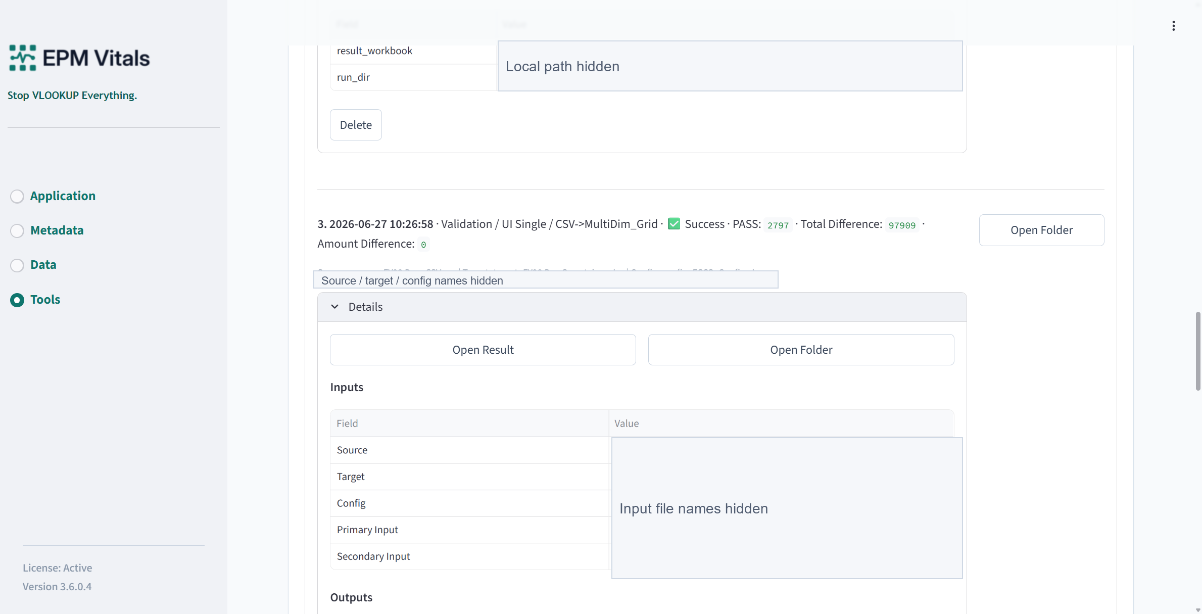 Validation Result Summary