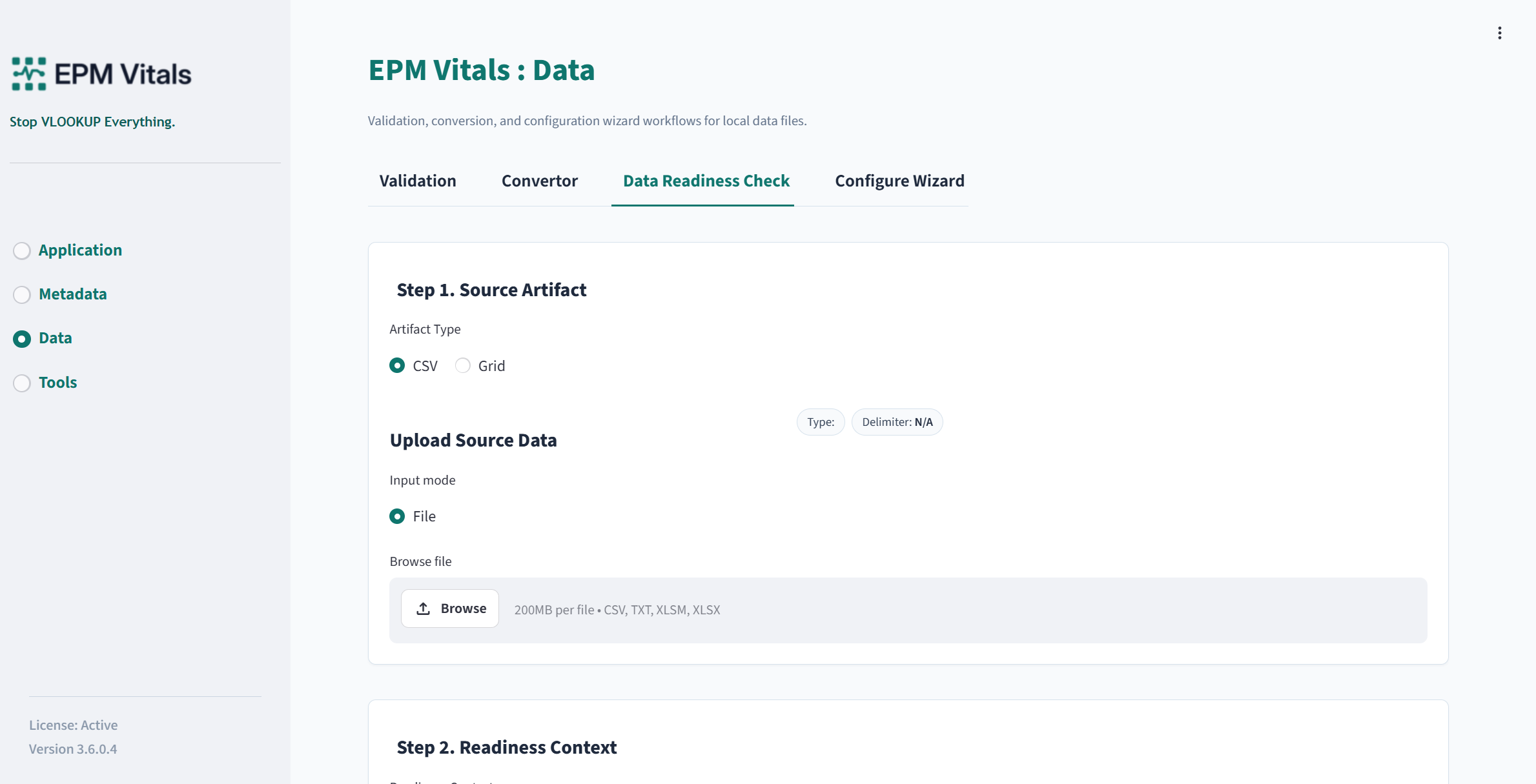 Data Readiness Setup