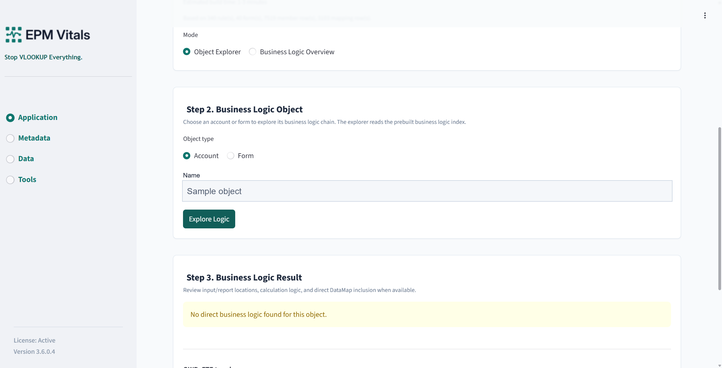 Business Logic Explorer Result